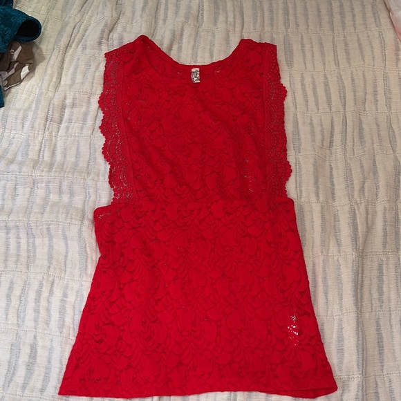 Free People Intimately Sure Lace Tank Red Size Medium - Picture 3 of 6